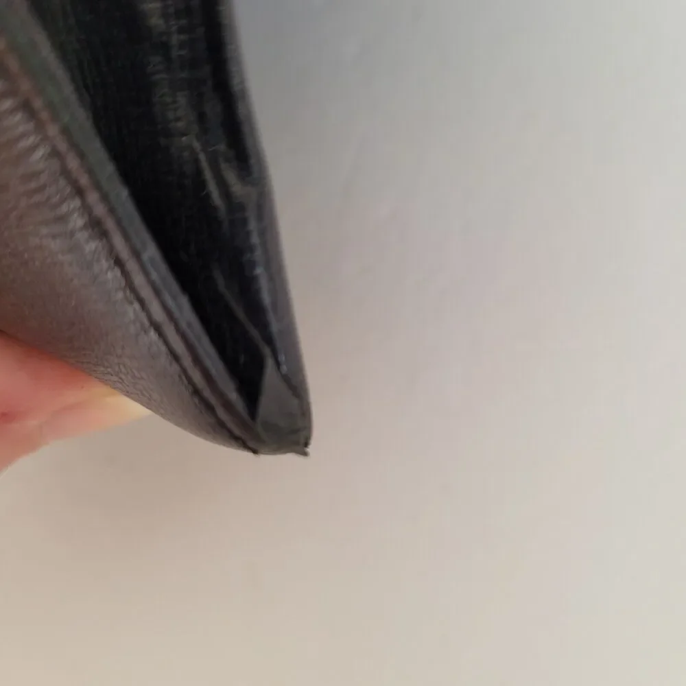 Perry Ellis Bifold Leather Black Wallet Long Slim Envelope Logo Card Check Holde